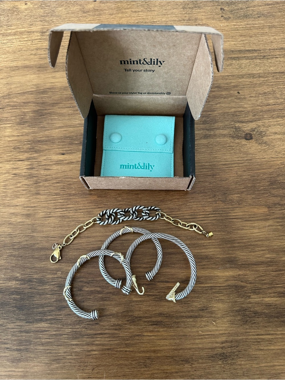 mint&lily Two-Tone Silver and Gold Bracelet Set